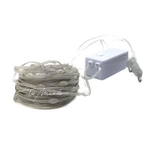 100 MINI LUCES B FRIO, C.CRISTAL 10MTS-PILA