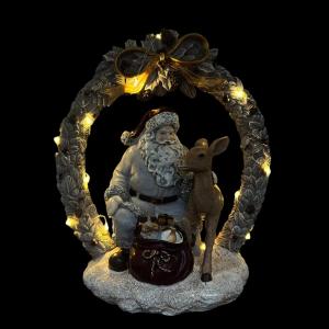 ADORNO NAVIDEÑO LED SANTA CON RENO 19X12X22CM