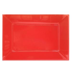 BANDEJA PLASTICO ROJO 33 X 23 CM X 3 U