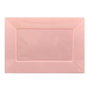 BANDEJA PLASTICO ROSADO 33 X 23 CM X 3 U