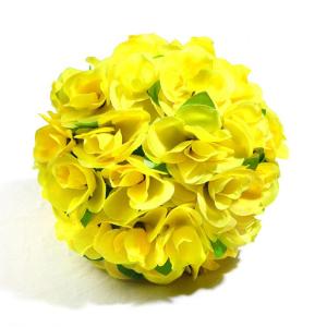 BOLA DE ROSA CON HOJA 50CM - AMARILLO