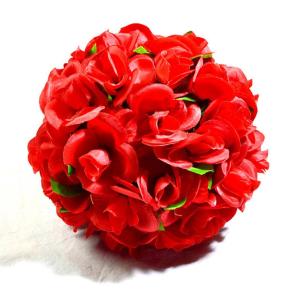 BOLA DE ROSA CON HOJA 50CM - ROJO