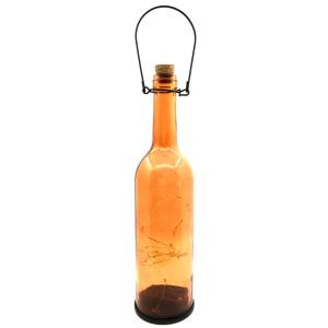 BOTELLA NARANJA CON LUCIERNAGAS PARA COLGAR 7,5 X 28 CM