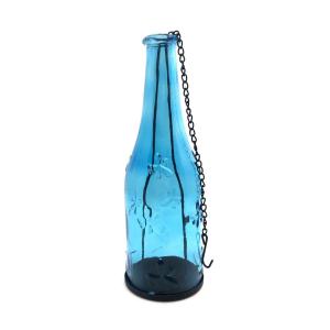 BOTELLA PORTA VELA 22 X 7,5 CM CELESTE