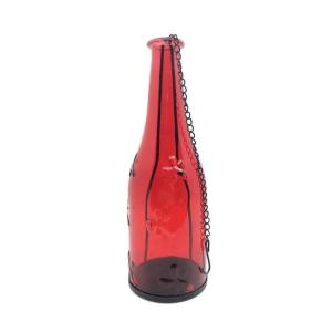 BOTELLA PORTA VELA 22 X 7,5 CM ROJO