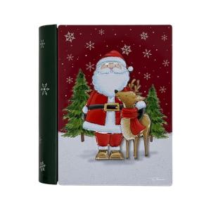 CAJA METALICA PAPA NOEL CON RENO 40.5 X 33 X 38CM