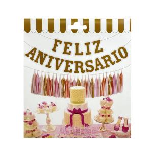 CARTEL FELIZ ANIVERSARIO DORADO