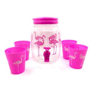 DISP TROPICAL FLAMINGO 4LTS/4 VASOS