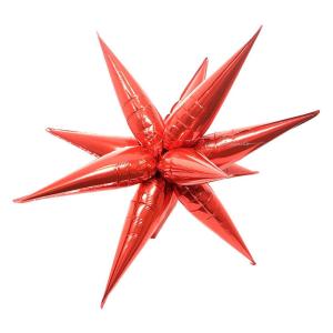 ESTRELLA 3 D - GLOBO METALIZADO 66 CM ROJO