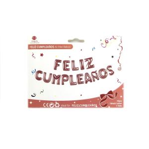 FELIZ CUMPLEANOS G.M 41CM - ROSA ORO