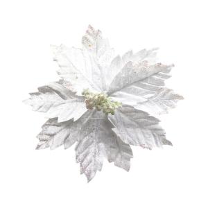 FLOR BLANCA CON GLITTER 14CM