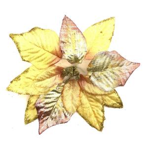 FLOR C/BRILLANTINA EN EL BORDE 21CM-AMARILLO