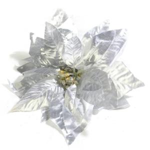 FLOR C/BRILLANTINA EN EL BORDE 21CM-BLANCO