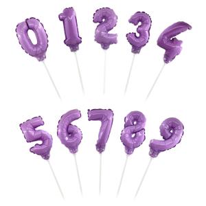 GLOBO  NUMERO CON SOPORTE VIOLETA-N°0