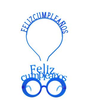 LENTE Y VINCHA F.CUMPLEAÑOS AZUL