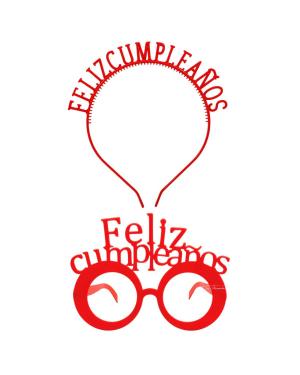 LENTE Y VINCHA F.CUMPLEAÑOS ROJO