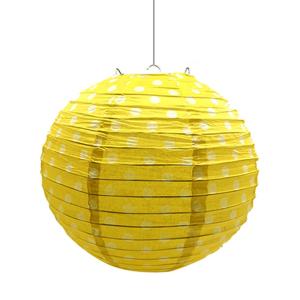 PANTALLA DE PAPEL CON LUNARES 40CM AMARILLO
