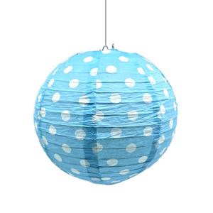 PANTALLA DE PAPEL CON LUNARES 40CM CELESTE