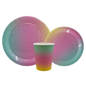 PLATO 23CM DEGRADE CON PUNTITOS DORADOS X10 UN