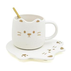 SET GATITO - PLATO TAZA CERAMICA BL