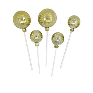TOPPER BOLA DISCO CHAMPAGNE 12CM X 5 UN